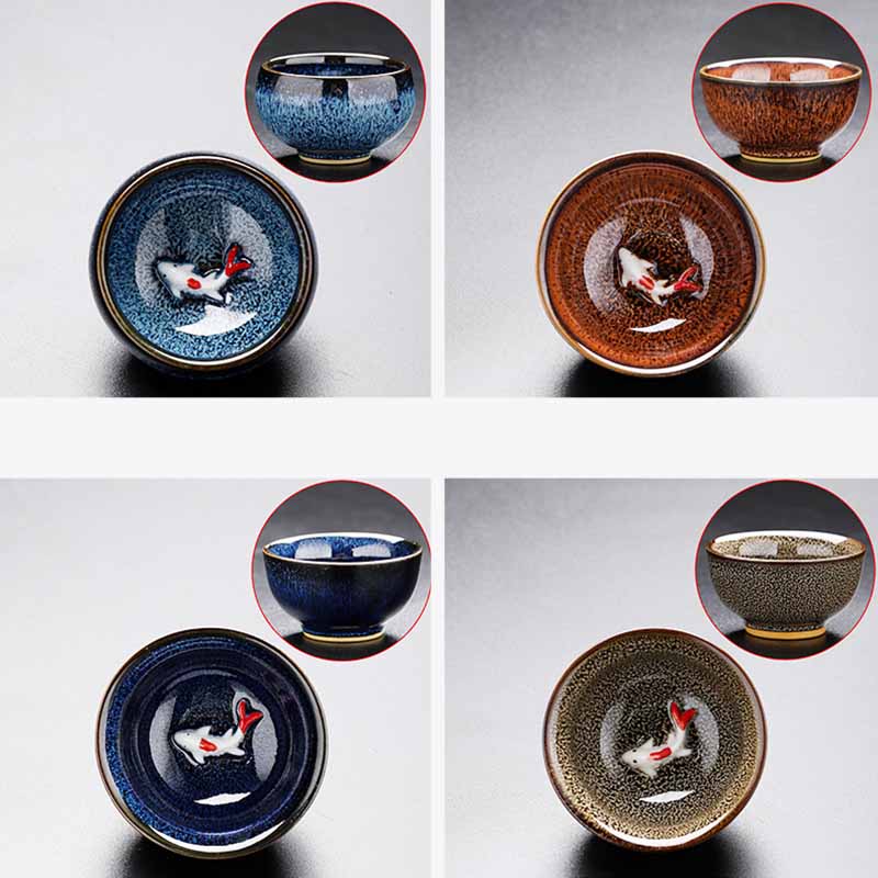 Buddha Stones Small Koi Fish Kiln Change Chinese Jianzhan Ceramic Teacup Kung Fu Tea Cup 60ml - image 20
