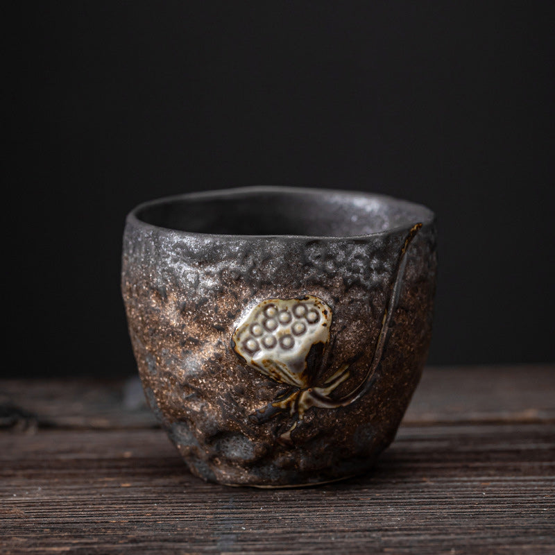 Buddha Stones Lotus Pod Leaf Flower Auspicious Clouds Ceramic Teacup Kung Fu Tea Cup - Lotus Pod 6.6cm*5.4cm*110ml - image 2