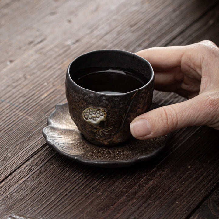 Buddha Stones Lotus Pod Leaf Flower Auspicious Clouds Ceramic Teacup Kung Fu Tea Cup - image 3