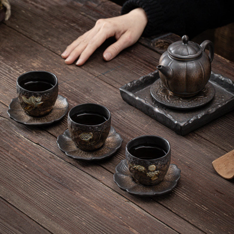 Buddha Stones Lotus Pod Leaf Flower Auspicious Clouds Ceramic Teacup Kung Fu Tea Cup - image 17