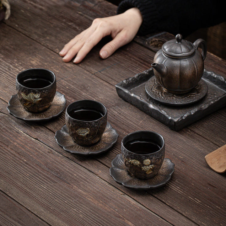 Buddha Stones Lotus Pod Leaf Flower Auspicious Clouds Ceramic Teacup Kung Fu Tea Cup - image 17