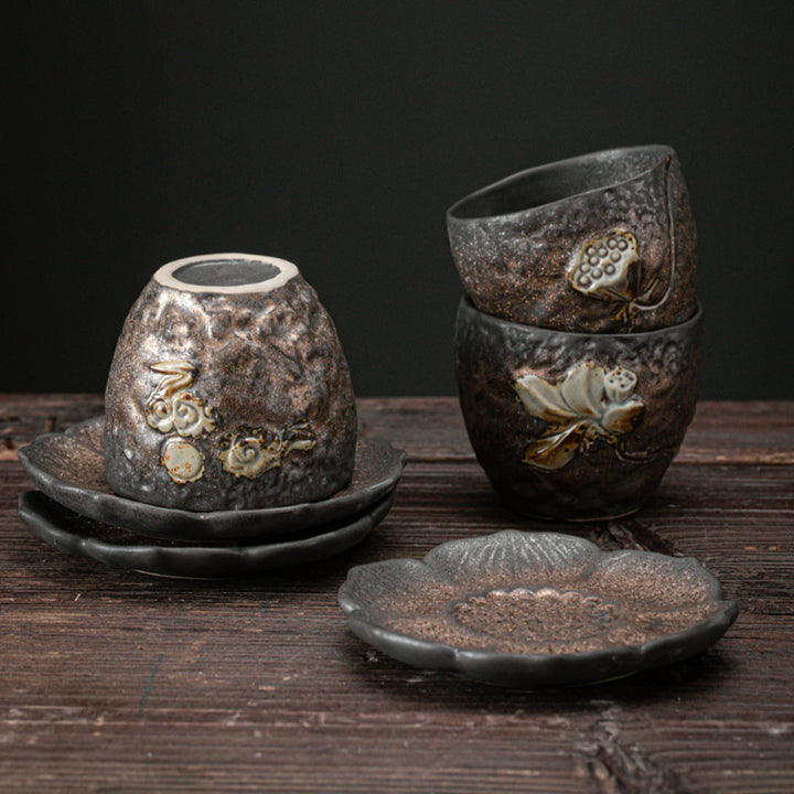 Buddha Stones Lotus Pod Leaf Flower Auspicious Clouds Ceramic Teacup Kung Fu Tea Cup - image 18