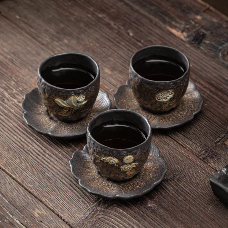 Buddha Stones Lotus Pod Leaf Flower Auspicious Clouds Ceramic Teacup Kung Fu Tea Cup - image 1