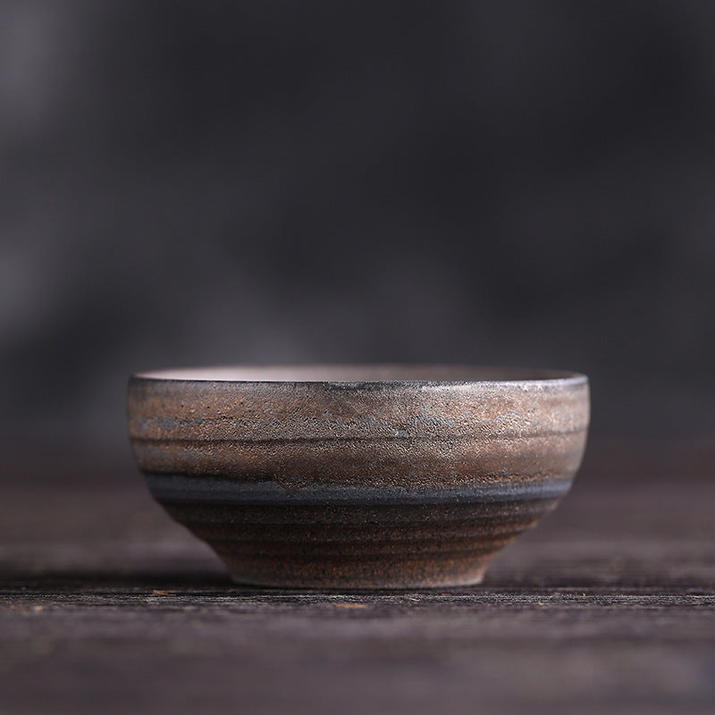 Buddha Stones Simple Brown Striped Texture Ceramic Teacup Kung Fu Tea Cup Bowl - Striped 6.7cm*3.0cm*60ml - image 15