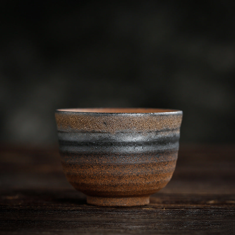 Buddha Stones Simple Brown Striped Texture Ceramic Teacup Kung Fu Tea Cup Bowl - Ancient Style 50ml - image 20