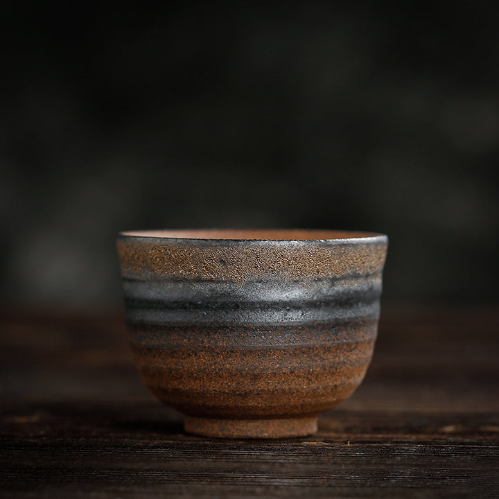 Buddha Stones Simple Brown Striped Texture Ceramic Teacup Kung Fu Tea Cup Bowl - Ancient Style 50ml - image 20