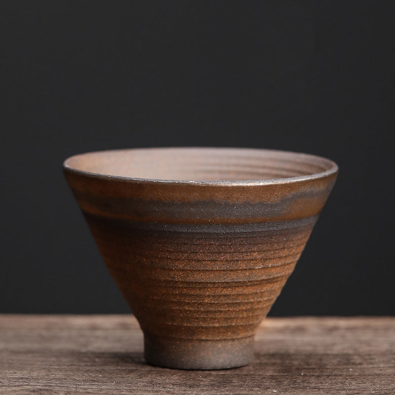 Buddha Stones Simple Brown Striped Texture Ceramic Teacup Kung Fu Tea Cup Bowl - Ancient Japanese Style 60ml - image 23