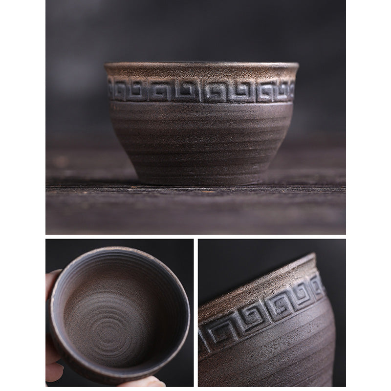 Buddha Stones Simple Brown Striped Texture Ceramic Teacup Kung Fu Tea Cup Bowl - image 11