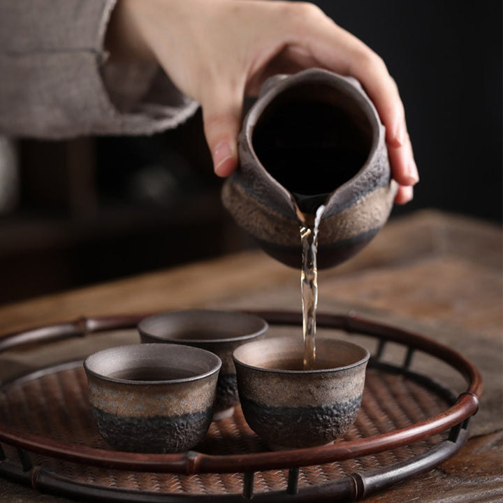 Buddha Stones Simple Brown Striped Texture Ceramic Teacup Kung Fu Tea Cup Bowl - image 7