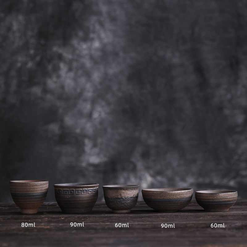 Buddha Stones Simple Brown Striped Texture Ceramic Teacup Kung Fu Tea Cup Bowl - image 26