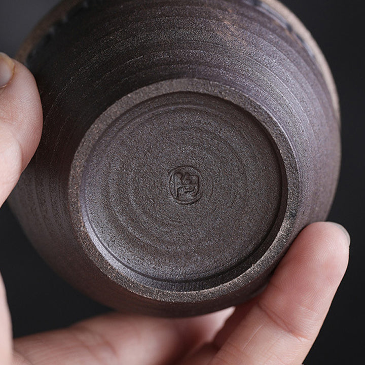 Buddha Stones Simple Brown Striped Texture Ceramic Teacup Kung Fu Tea Cup Bowl - image 10