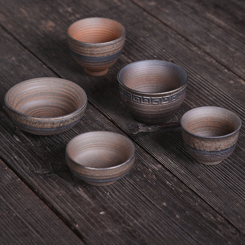 Buddha Stones Simple Brown Striped Texture Ceramic Teacup Kung Fu Tea Cup Bowl - image 27