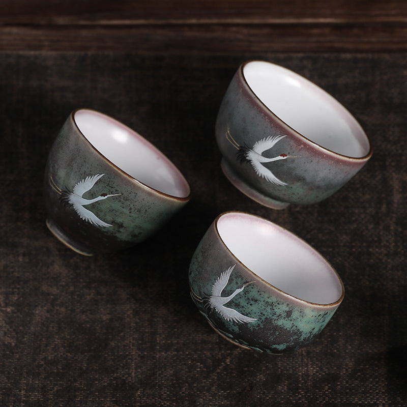 Buddha Stones Auspicious Crane Ceramic Teacup Kung Fu Tea Cup Bowl - image 14