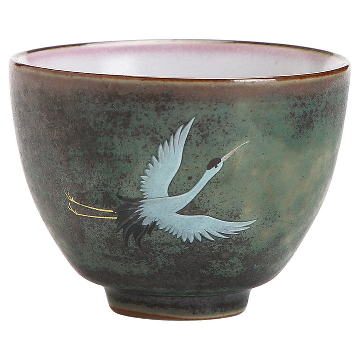 Buddha Stones Auspicious Crane Ceramic Teacup Kung Fu Tea Cup Bowl - image 10