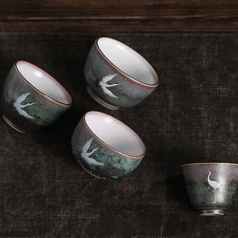 Buddha Stones Auspicious Crane Ceramic Teacup Kung Fu Tea Cup Bowl - image 15