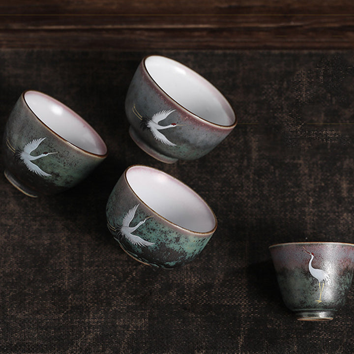 Buddha Stones Auspicious Crane Ceramic Teacup Kung Fu Tea Cup Bowl - image 15