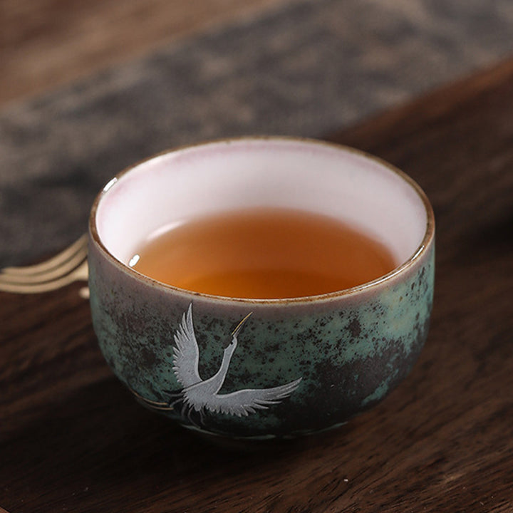 Buddha Stones Auspicious Crane Ceramic Teacup Kung Fu Tea Cup Bowl - image 4