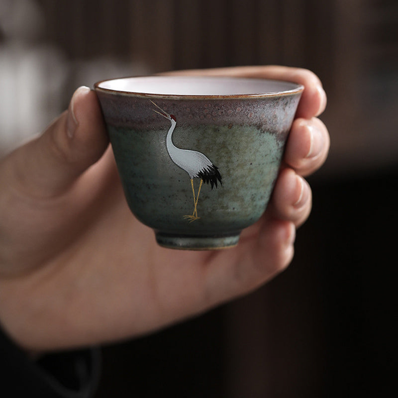 Buddha Stones Auspicious Crane Ceramic Teacup Kung Fu Tea Cup Bowl - image 12