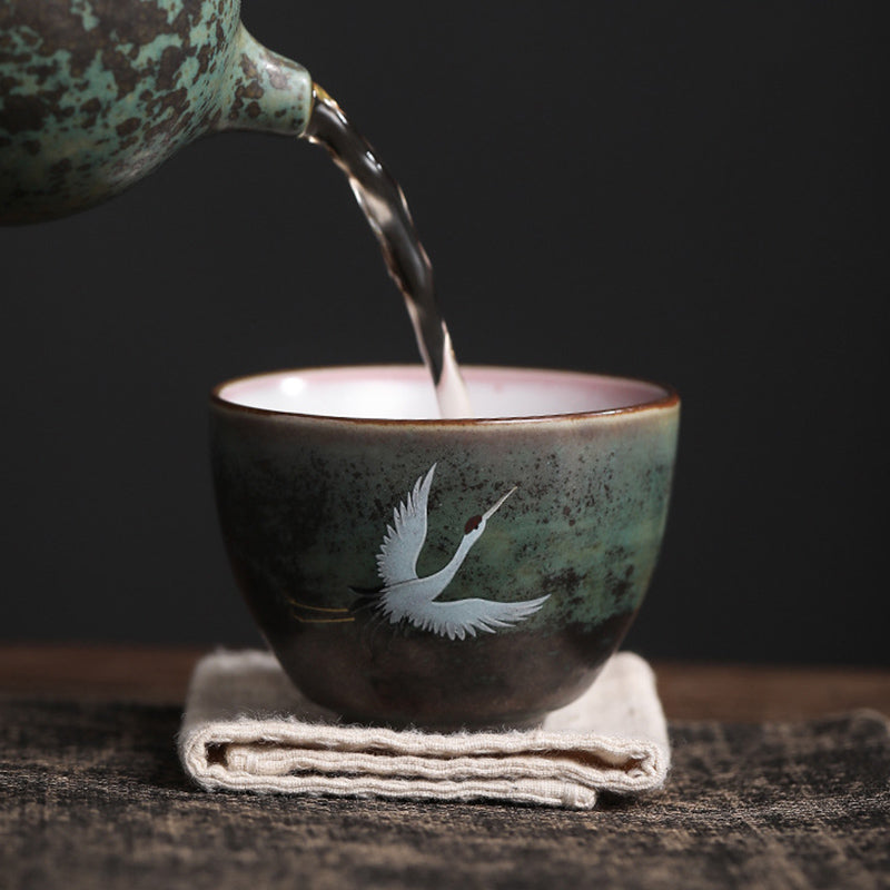 Buddha Stones Auspicious Crane Ceramic Teacup Kung Fu Tea Cup Bowl - image 9