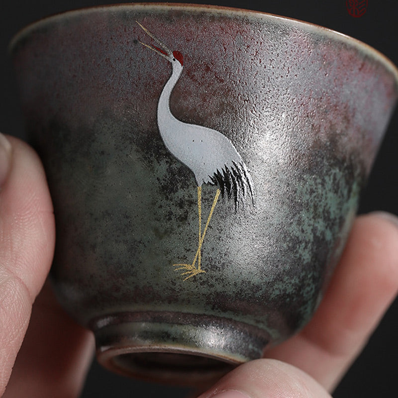 Buddha Stones Auspicious Crane Ceramic Teacup Kung Fu Tea Cup Bowl - image 13