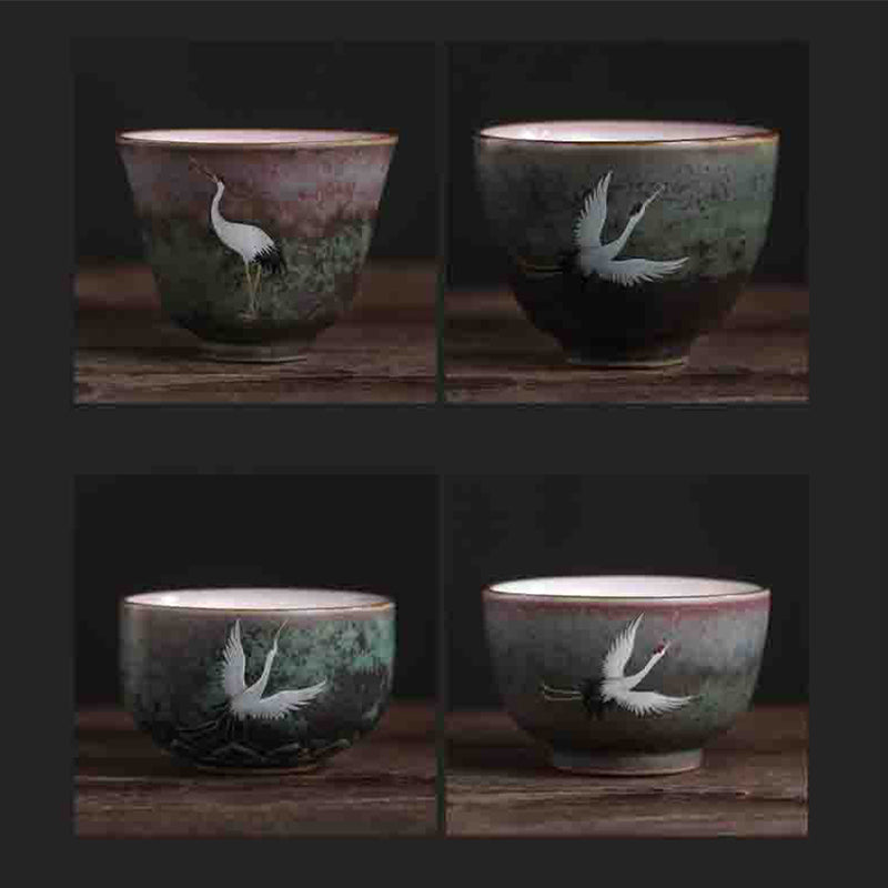 Buddha Stones Auspicious Crane Ceramic Teacup Kung Fu Tea Cup Bowl - image 16