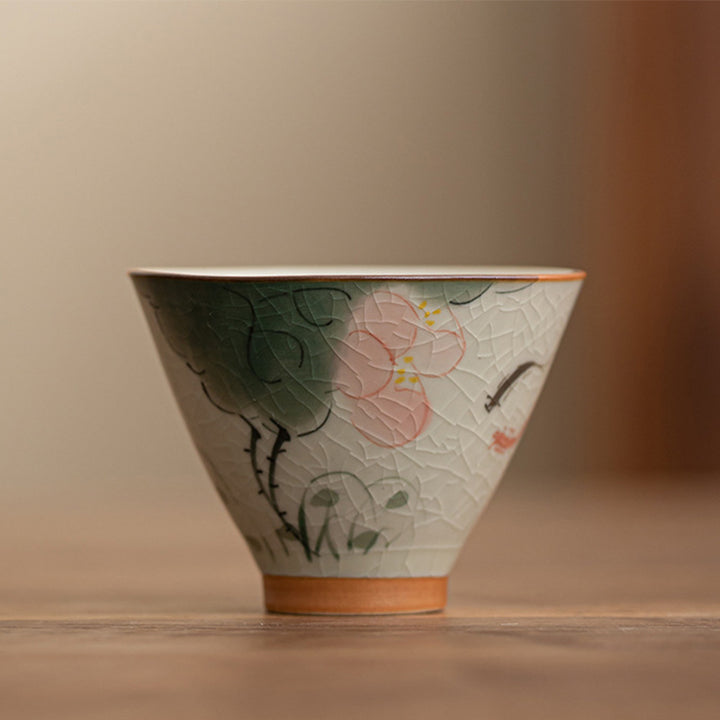 Buddha Stones Persimmon Boat Koi Fish Lotus Ceramic Teacup Kung Fu Tea Cup 50ml - Koi Fish 6.6cm*4.9cm*50ml - image 5
