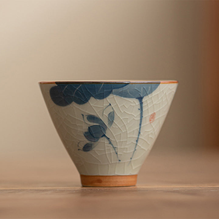 Buddha Stones Persimmon Boat Koi Fish Lotus Ceramic Teacup Kung Fu Tea Cup 50ml - Blue Lotus 6.6cm*4.9cm*50ml - image 15