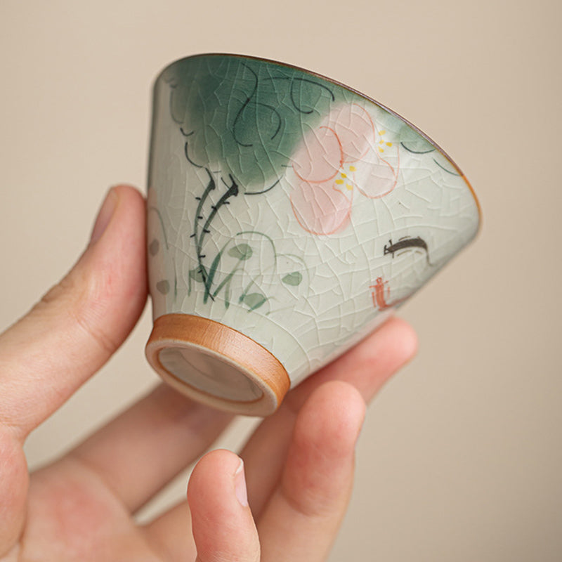 Buddha Stones Persimmon Boat Koi Fish Lotus Ceramic Teacup Kung Fu Tea Cup 50ml - image 6