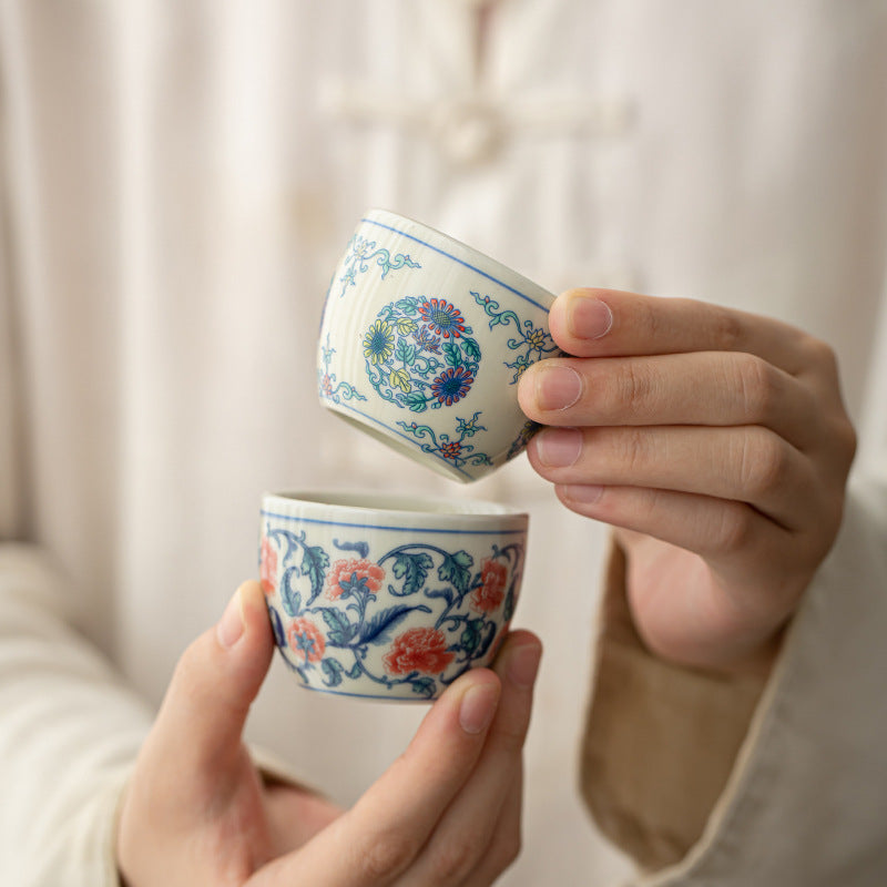 Buddha Stones Koi Fish Arowana Peony Sunflower Ceramic Teacup Kung Fu Tea Cup 60ml - image 15