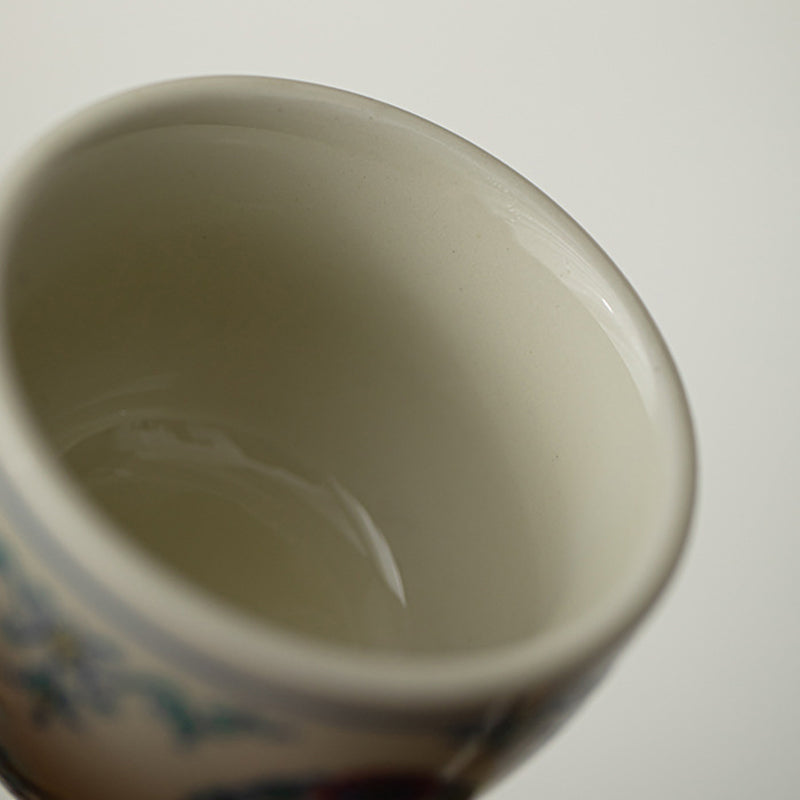Buddha Stones Koi Fish Arowana Peony Sunflower Ceramic Teacup Kung Fu Tea Cup 60ml - image 11