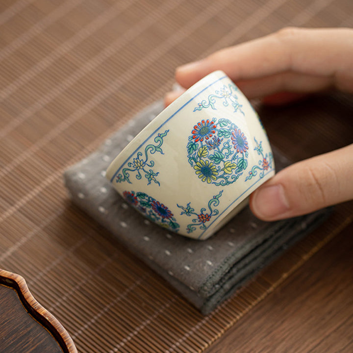 Buddha Stones Koi Fish Arowana Peony Sunflower Ceramic Teacup Kung Fu Tea Cup 60ml - image 10