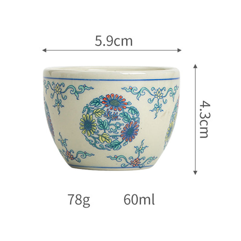 Buddha Stones Koi Fish Arowana Peony Sunflower Ceramic Teacup Kung Fu Tea Cup 60ml - image 13