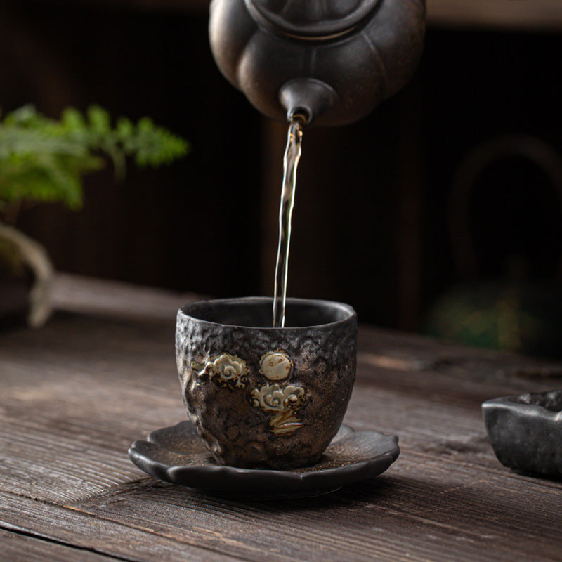 Buddha Stones Vintage Lotus Flower Ceramic Cup Mat Pad Tea Cup Coaster Kung Fu Tea Mat - image 7