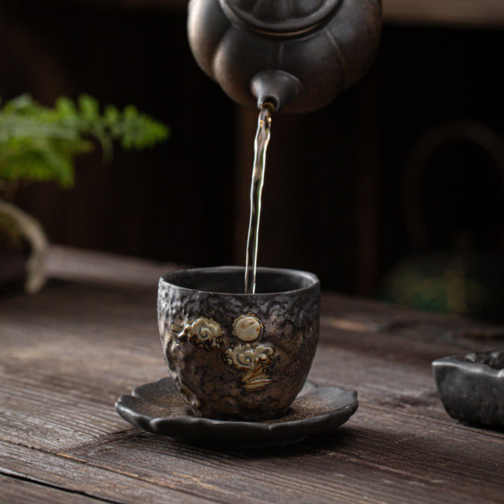 Buddha Stones Vintage Lotus Flower Ceramic Cup Mat Pad Tea Cup Coaster Kung Fu Tea Mat - image 7
