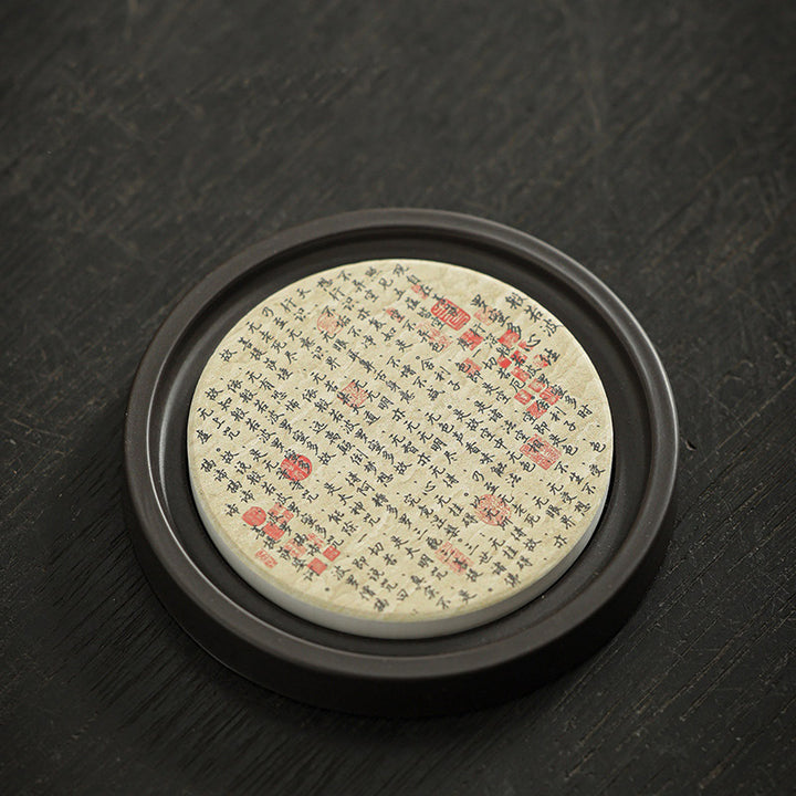 Buddha Stones Plum Blossom Peach Heart Sutra Loquat Magnolia Persimmon Ceramic Cup Mat Pad Coaster Kung Fu Tea Mat - Heart Sutra 7.9*1cm - image 4