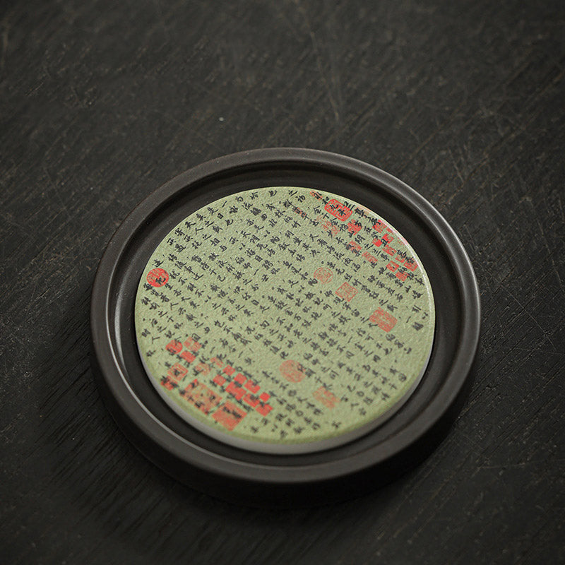 Buddha Stones Plum Blossom Peach Heart Sutra Loquat Magnolia Persimmon Ceramic Cup Mat Pad Coaster Kung Fu Tea Mat - Preface of the Orchid Pavilion 7.9*1cm - image 7