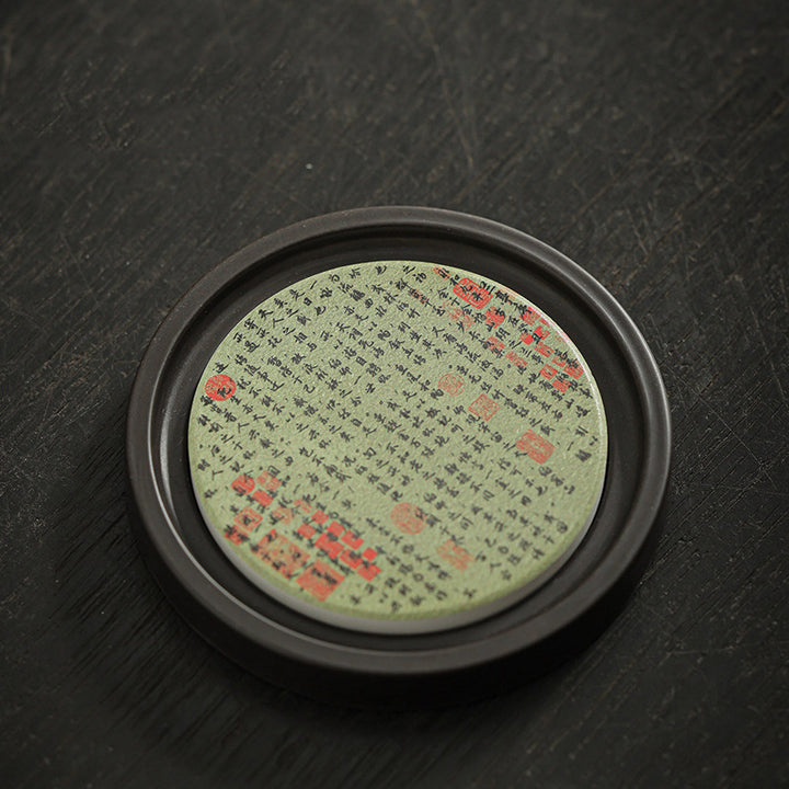 Buddha Stones Plum Blossom Peach Heart Sutra Loquat Magnolia Persimmon Ceramic Cup Mat Pad Coaster Kung Fu Tea Mat - Preface of the Orchid Pavilion 7.9*1cm - image 7