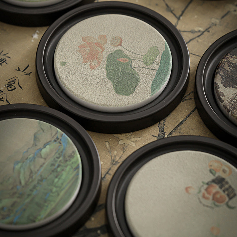 Buddha Stones Plum Blossom Peach Heart Sutra Loquat Magnolia Persimmon Ceramic Cup Mat Pad Coaster Kung Fu Tea Mat - image 19
