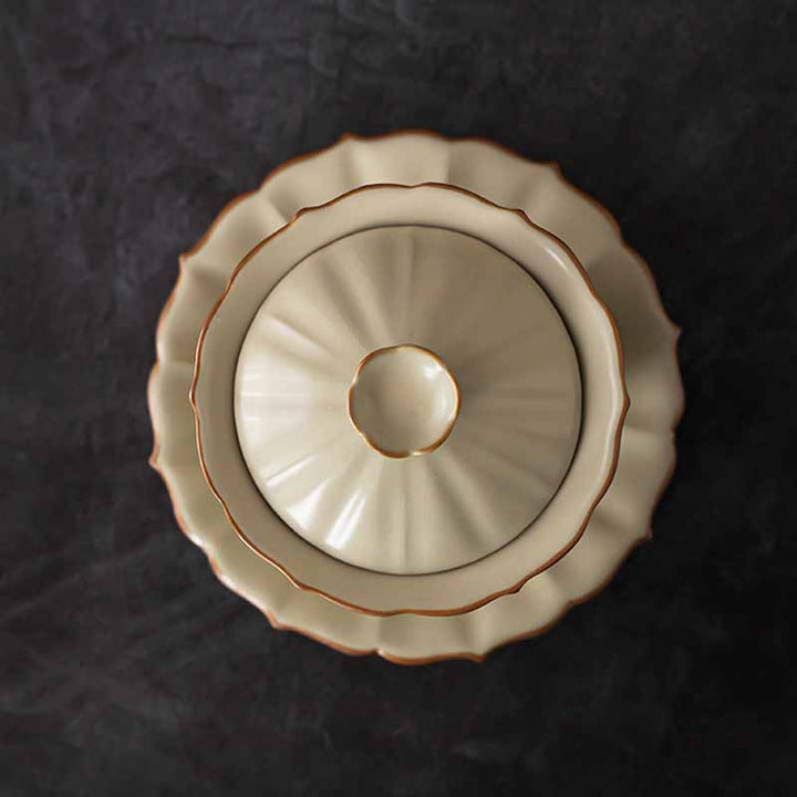 Buddha Stones Beige Plum Blossom Shape Peach Branch Ceramic Gaiwan Sancai Teacup Kung Fu Tea Cup With Lid - image 7