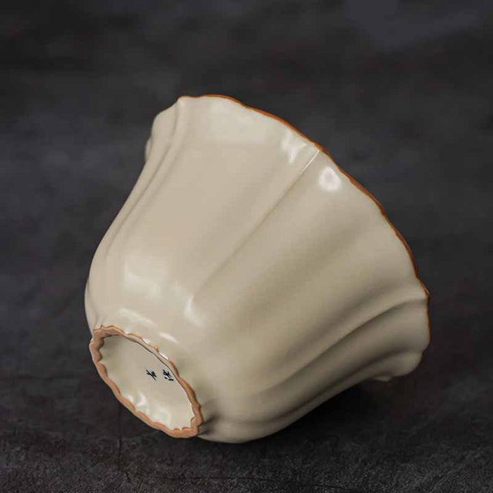 Buddha Stones Beige Plum Blossom Shape Peach Branch Ceramic Gaiwan Sancai Teacup Kung Fu Tea Cup With Lid - image 11