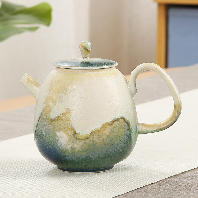 Buddha Stones Green Beige Chinese Gongfu Tea Ceramic Kung Fu Teapot 230ml - 12cm*9.6cm*230ml - image 0