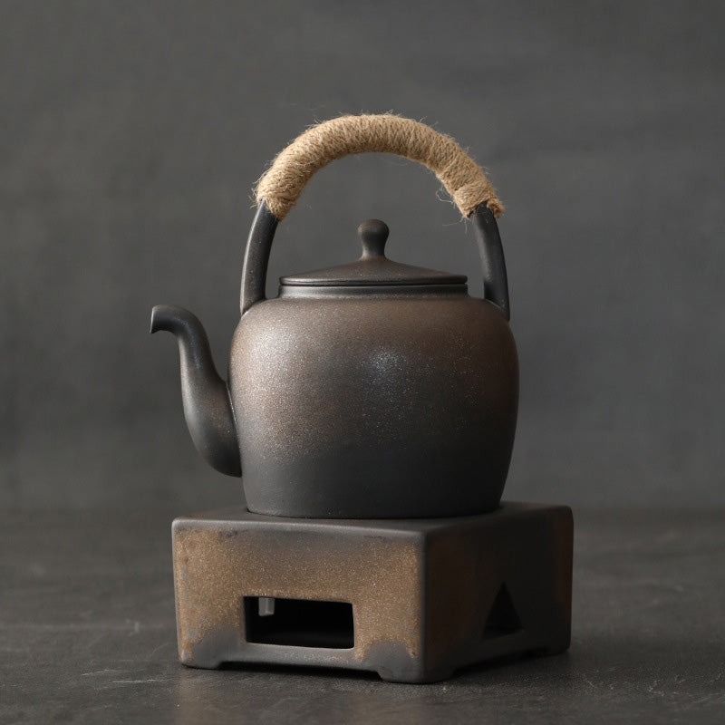 Buddha Stones Retro Brown Chinese Gongfu Tea Ceramic Kung Fu Teapot 700ml With Base - Brown 15.7cm*17.0cm*700ml - image 2