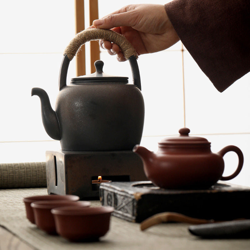 Buddha Stones Retro Brown Chinese Gongfu Tea Ceramic Kung Fu Teapot 700ml With Base - image 16