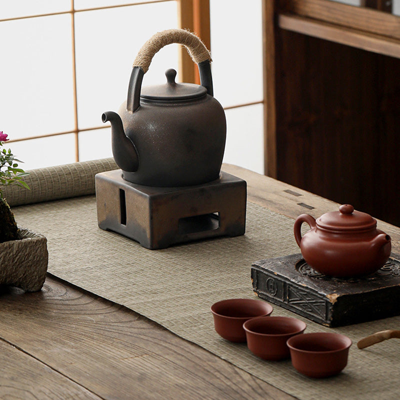 Buddha Stones Retro Brown Chinese Gongfu Tea Ceramic Kung Fu Teapot 700ml With Base - image 18