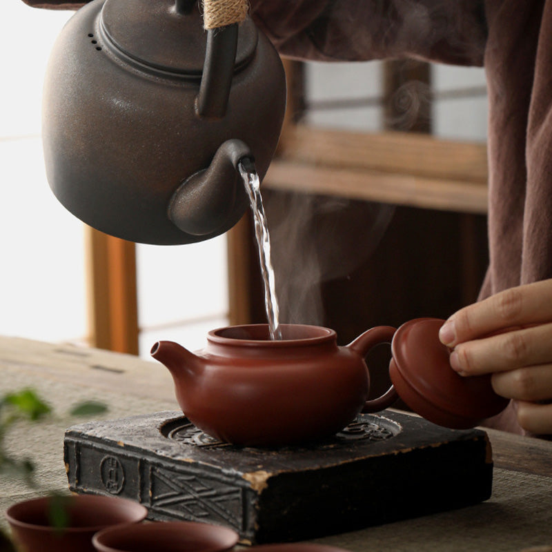 Buddha Stones Retro Brown Chinese Gongfu Tea Ceramic Kung Fu Teapot 700ml With Base - image 17