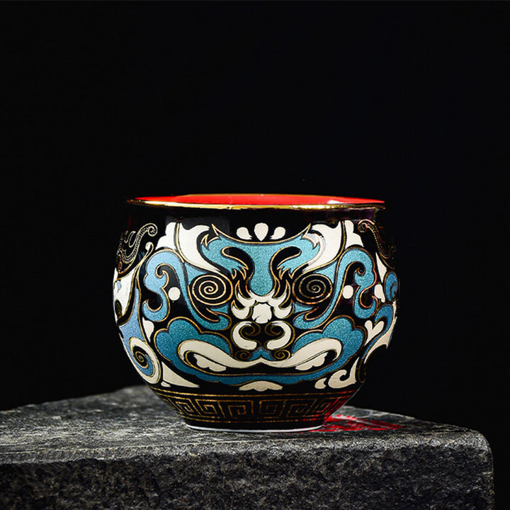 Buddha Stones Peking Opera Mask Pattern Ceramic Gaiwan Sancai Teacup Kung Fu Tea Cup And Saucer With Lid Teapot - Cup 6.2cm*5cm*65ml - image 9