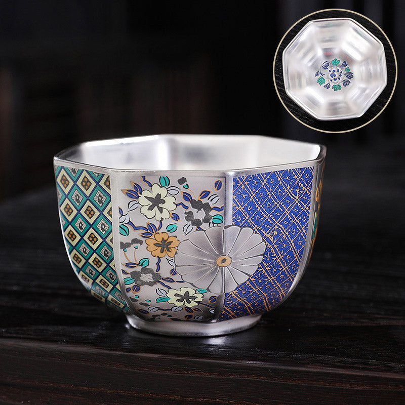 Buddha Stones Chrysanthemum Flowers Ceramic Teacup Kung Fu Tea Cup - Chrysanthemum 8.6cm*5.3cm*165ml - image 1