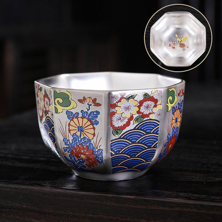 Buddha Stones Chrysanthemum Flowers Ceramic Teacup Kung Fu Tea Cup - Flowers 8.6cm*5.3cm*165ml - image 9