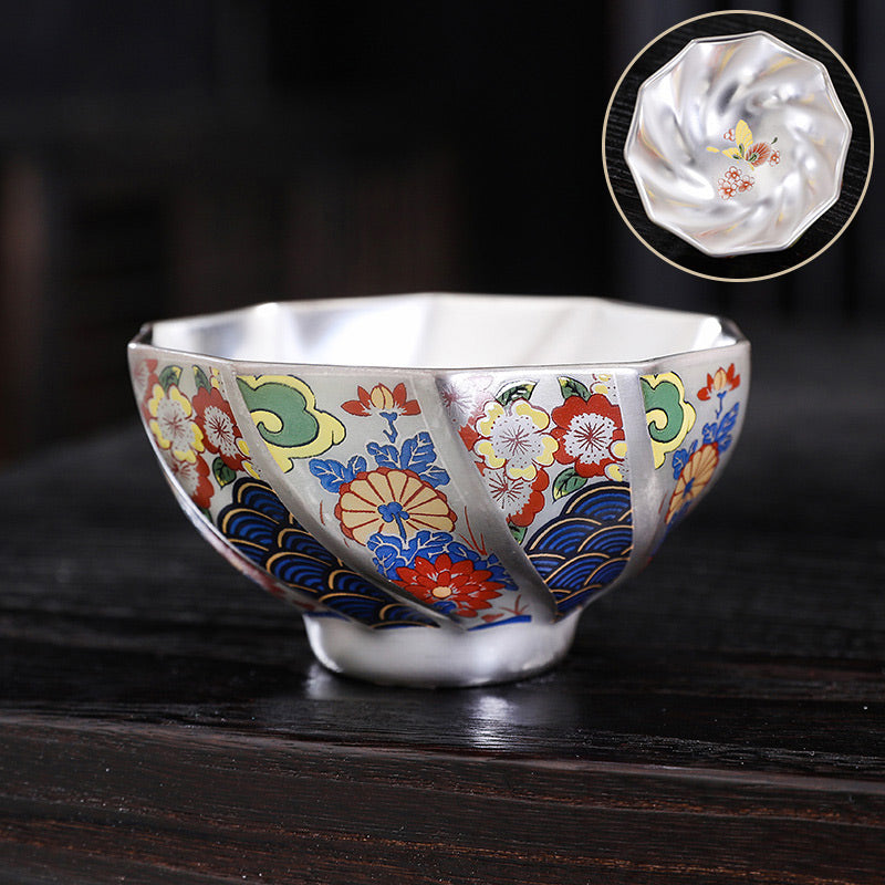Buddha Stones Chrysanthemum Flowers Ceramic Teacup Kung Fu Tea Cup - Flowers 8.7cm*4.7cm*100ml - image 14