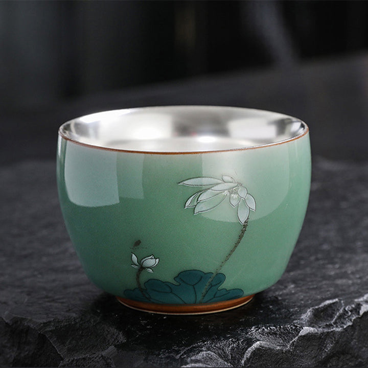 Buddha Stones Butterfly Goldfish Lotus Koi Fish Ceramic Teacup Kung Fu Tea Cup 120ml - Lotus 7.3cm*5.3cm*120ml - image 6
